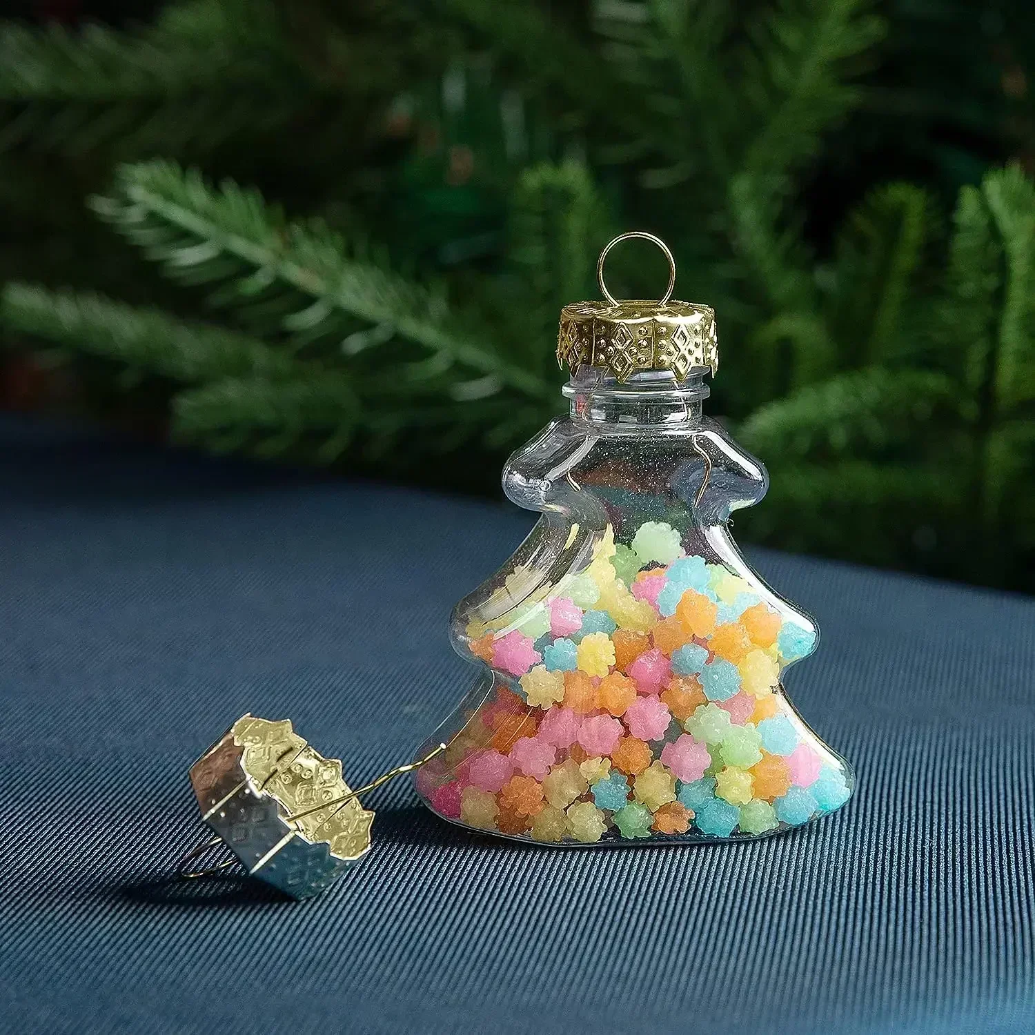 Round Christmas Ball Caps Ornament Removable Metal Hanger Hats Christmas Tree DIY Xmas New Year Replacement Decorations 100Pcs