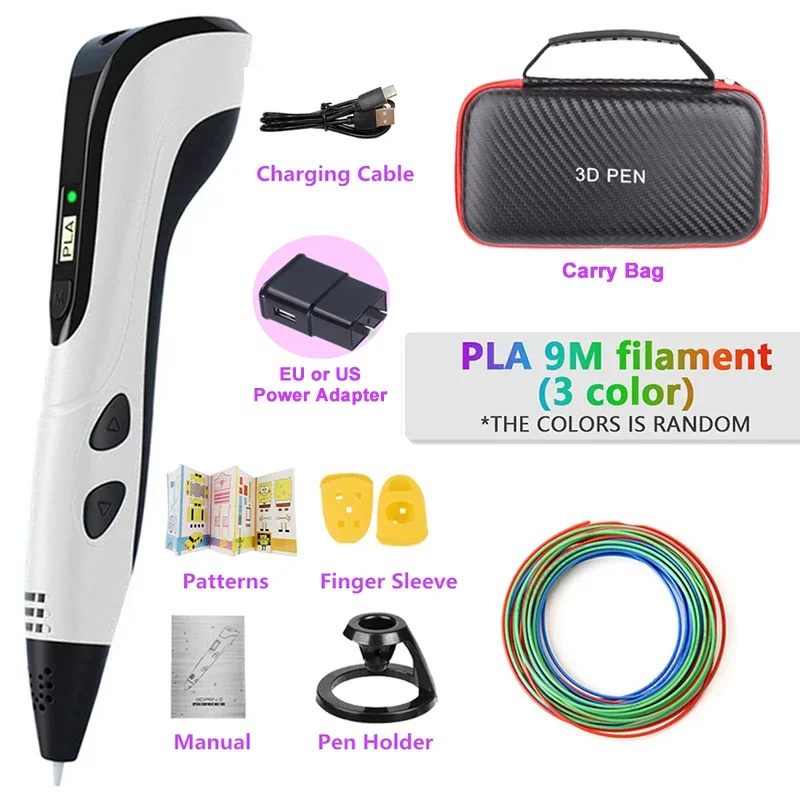 Creative 3D Printing Pen for Kids with Portable Travel Case and PLA Filament