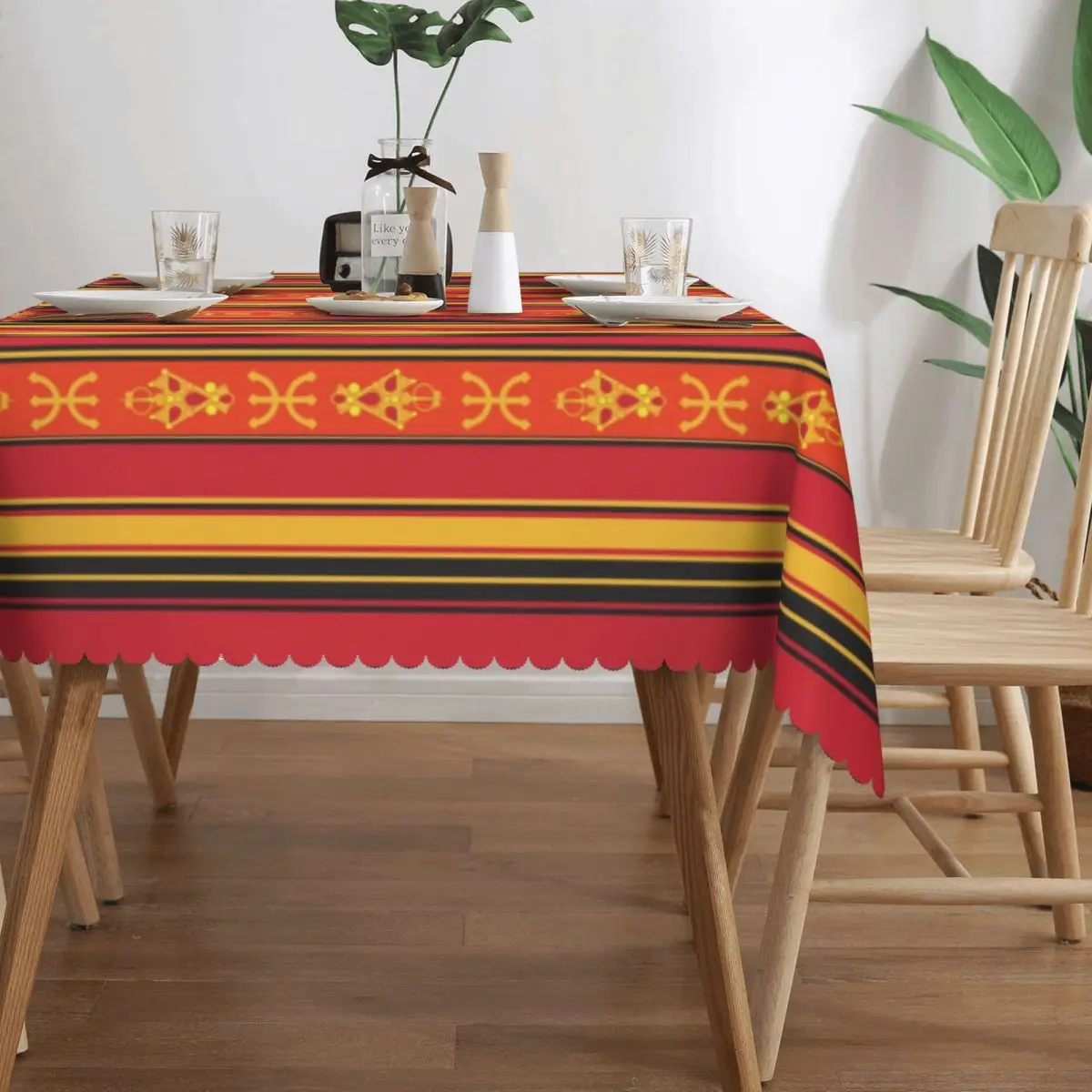 Custom Rectangular Oilproof Z Imazighen Kabyle Jewelry Table Cover Amazigh Berber Ethnic Table Cloth Tablecloth for Picnic 3