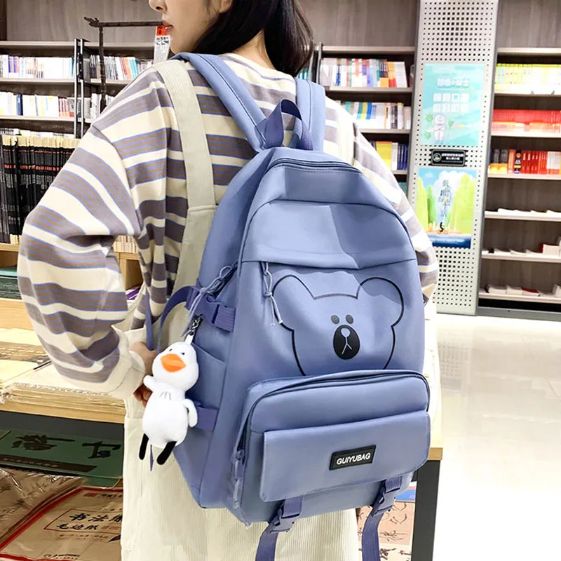 Junior High School Students Lightweight Ins Campus Sweet Student Backpack Multi-piece Set