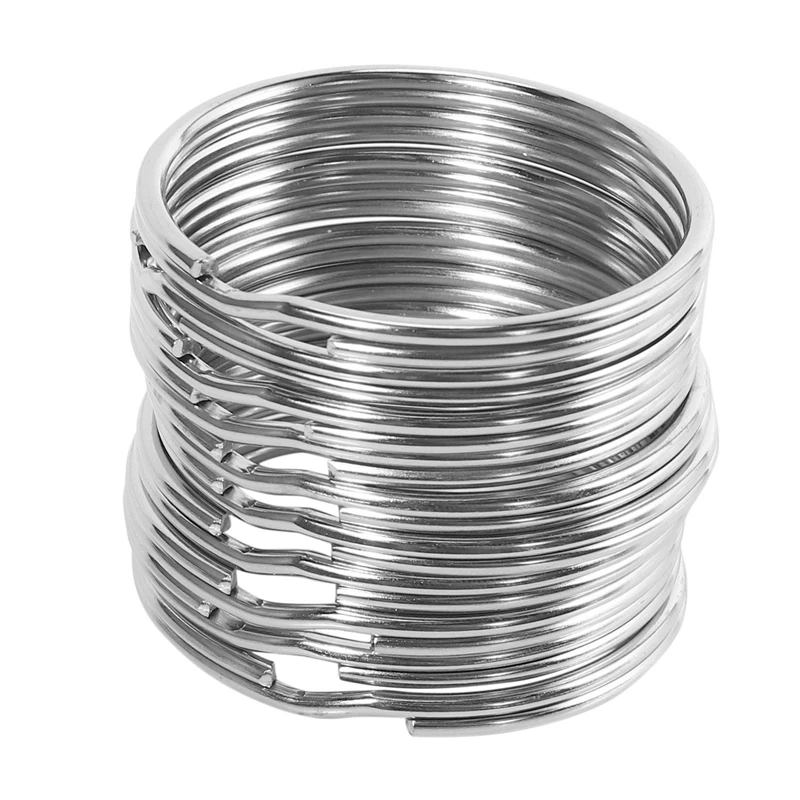 

60X Quality 50Mm Keyring Split Ring Set Heavy Duty Large Nickel Key Loop Sprung Hoop