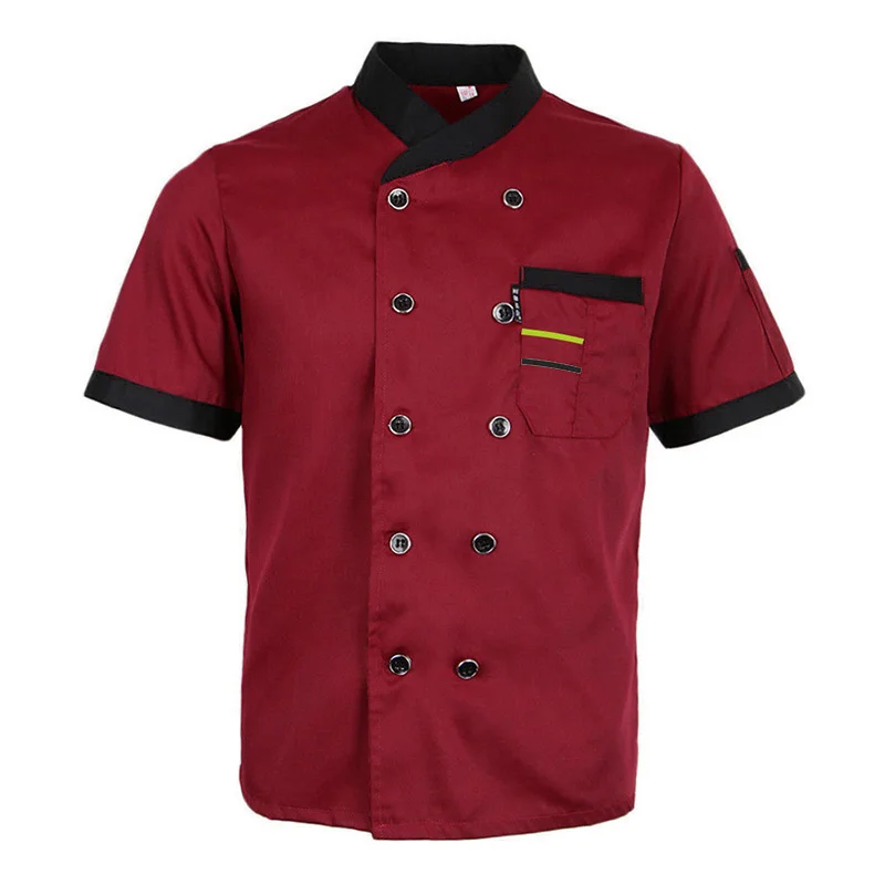 Chef Uniform Women Men Hotel Kitchen Cook Chef Clothes Waiter Work Clothes Short Sleeve T-Shirt Unisex Jacket Tops
