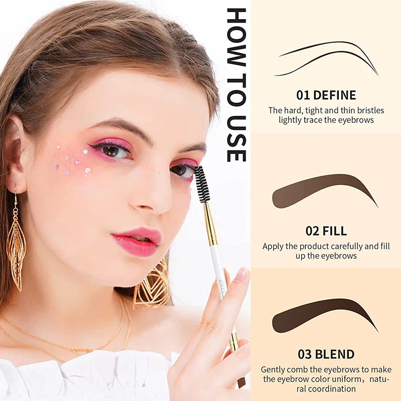 Docolor Double Head Makeup Eyebrow Brush Double Sided Blending Eye Eyebrow Flat Angled Make Up Brush Comb Ended Tool makeup brush set makeup brush makeup tool set makeup tool