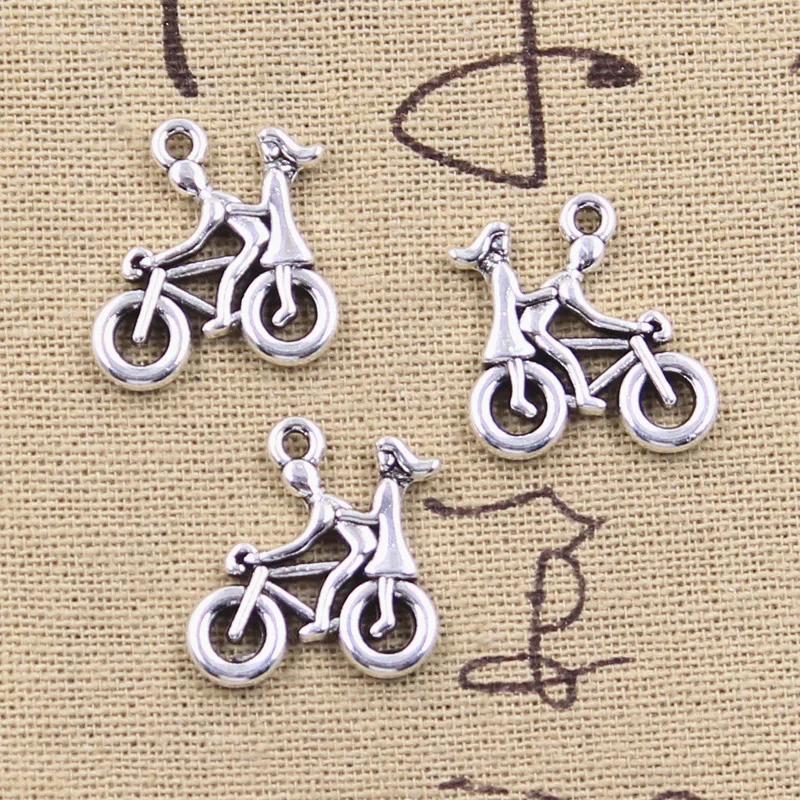 

10pcs Charms Lover Couple Cycling 20x19mm Antique Silver Color Pendants Making DIY Handmade Tibetan Finding Jewelry