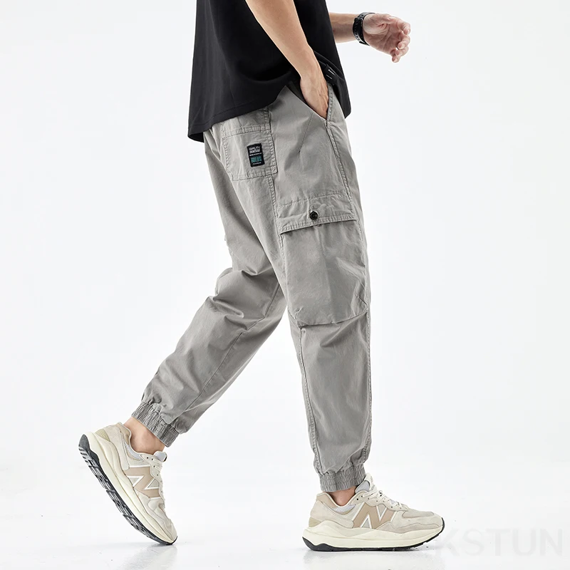 Men Cargo Pants Elastic Waist Loose Jogger Male Casual Harem Pants Sweatpants Hip Hop Sports