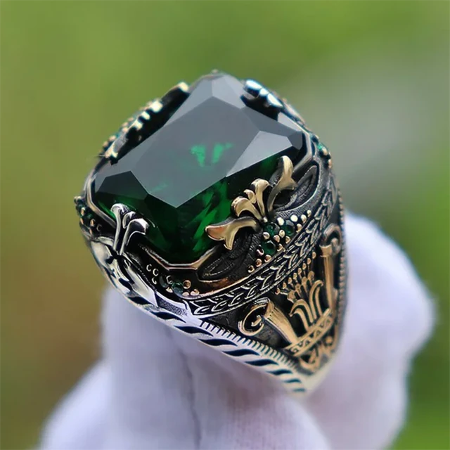 Men's Emerald Ring 1.21 Ct. 18K Yellow Gold | The Natural Emerald Company