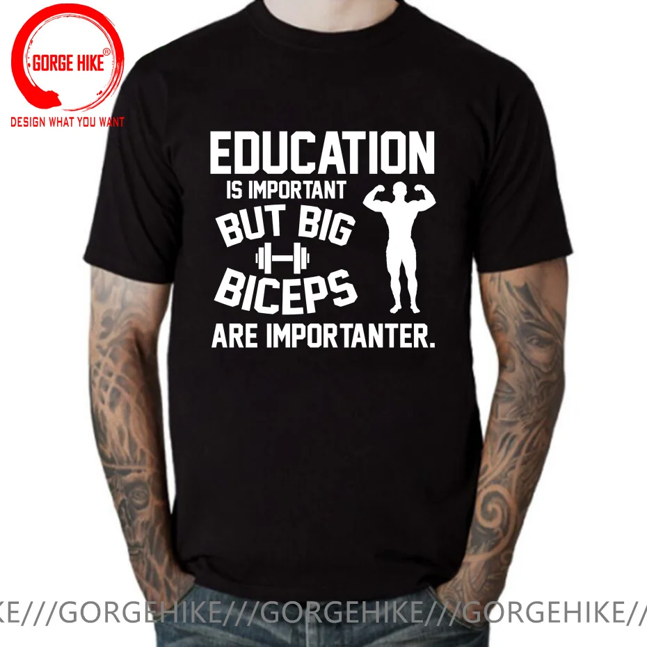 

Education Is Important Big Biceps Are Importanter T Shirt Women Men Leisure GYM Sporting T-Shirt Fashion Sports Casual Tee Shirt