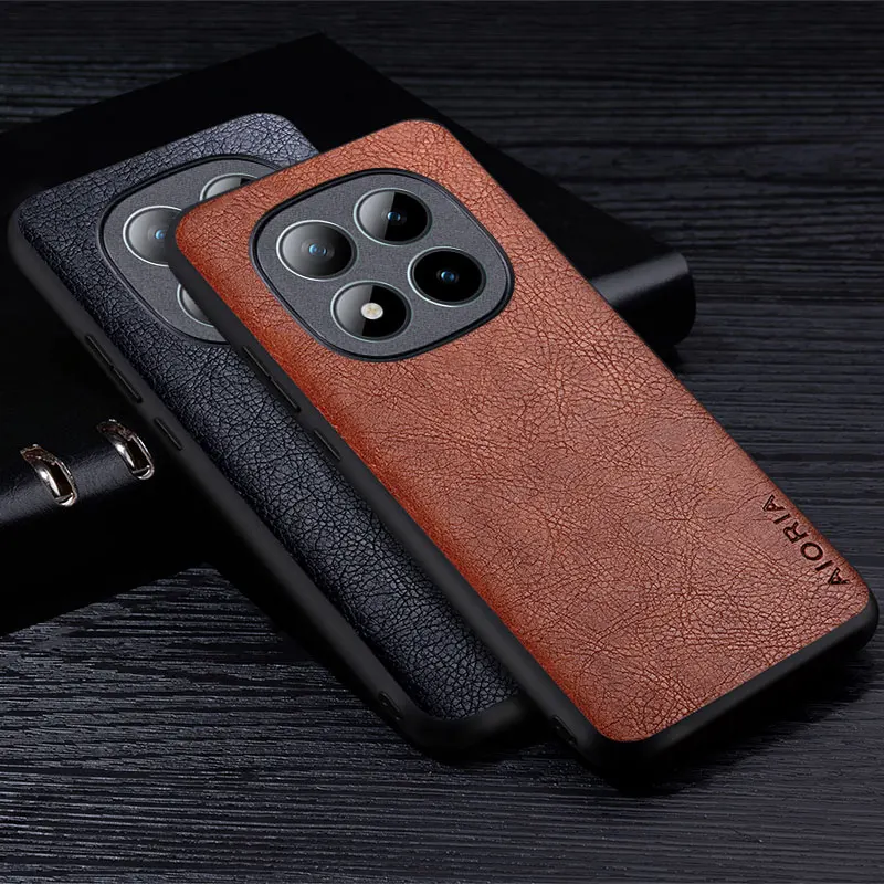 Premium Retro Litchi Pattern Leather Phone Case - Elegant Texture Back Cover