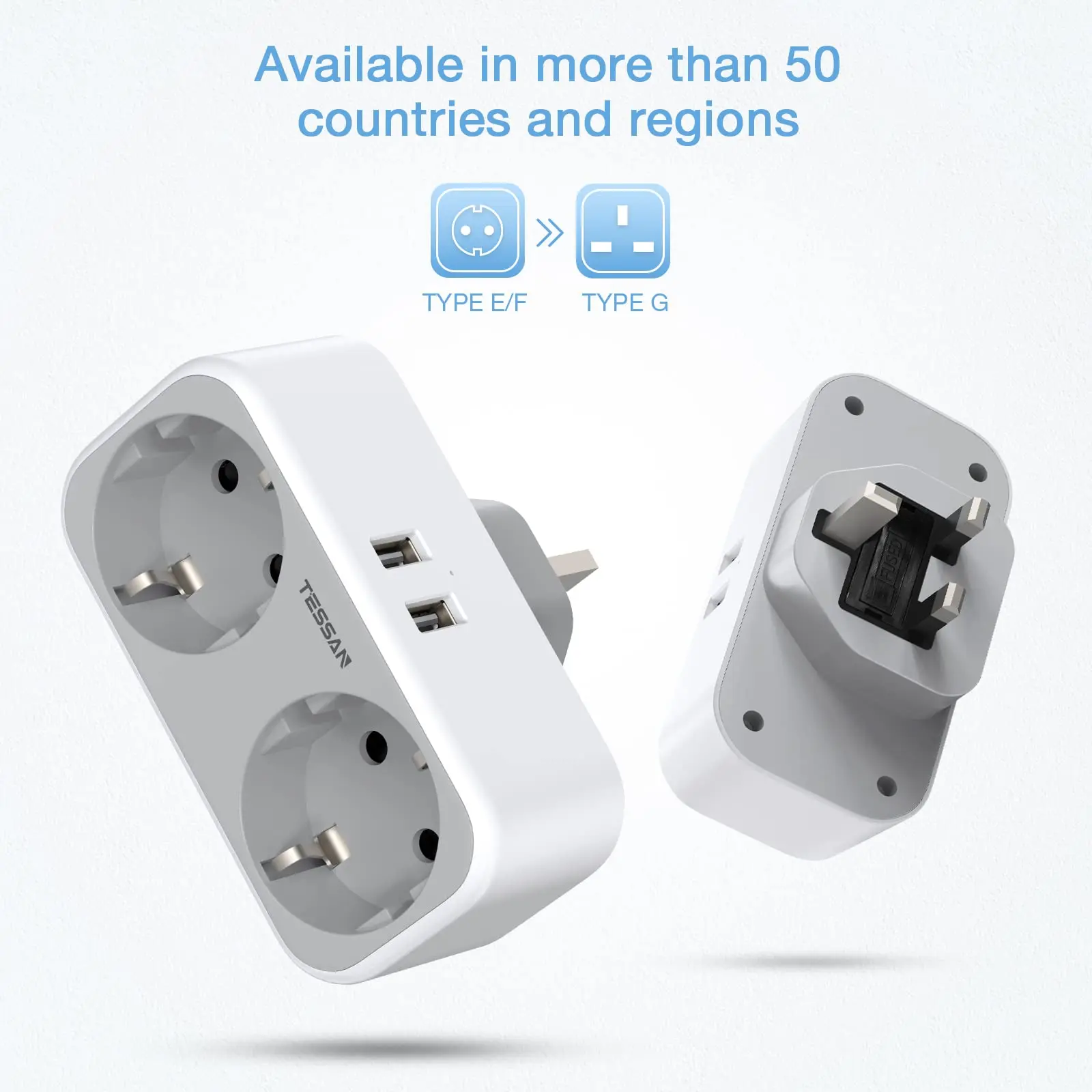 TESSAN-4  1 EU-UK  ,  2   USB (2.4A) 2 ,  ÷   , Ÿ C/F  Ÿ g