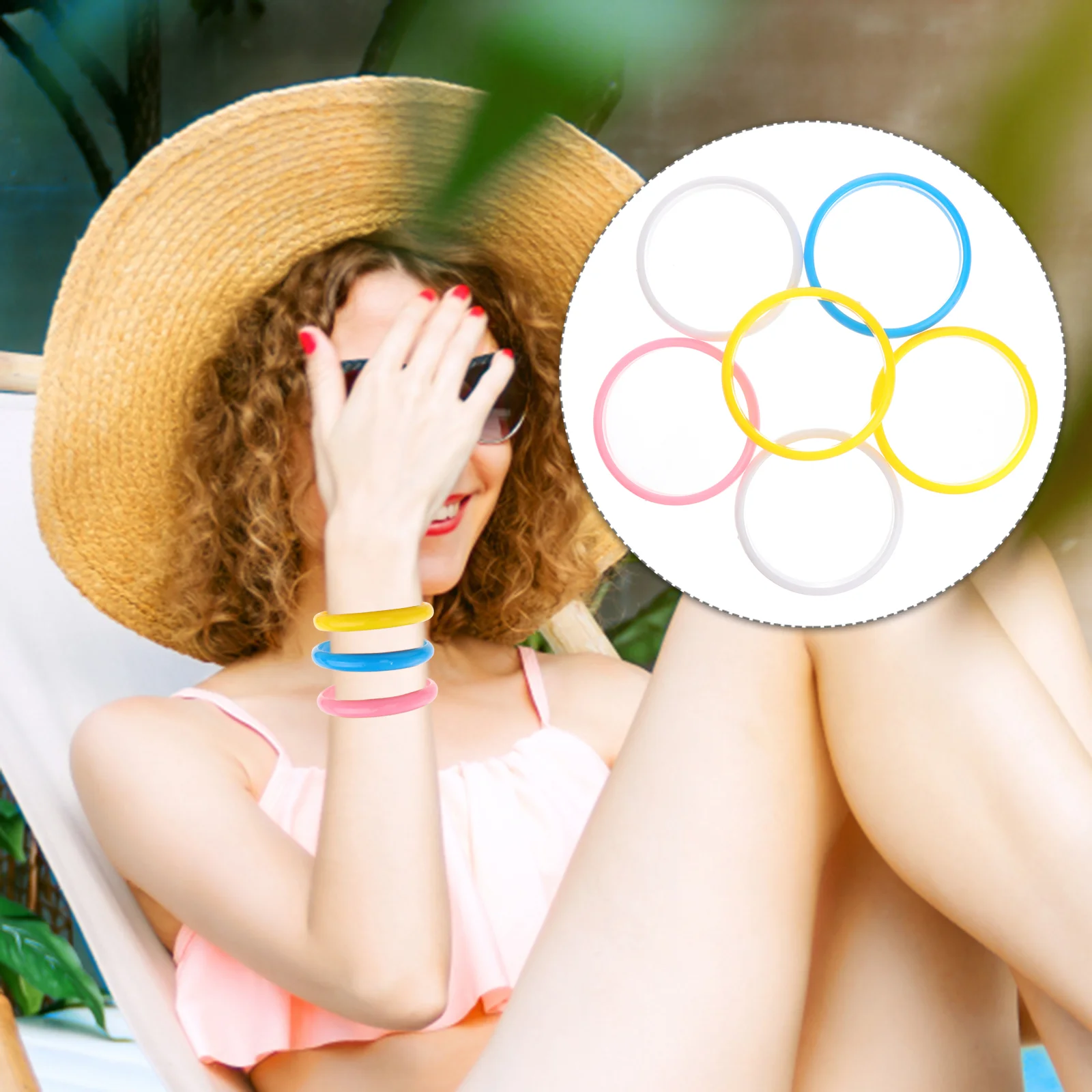 

6pcs Fashion Plastic Bangle Bracelets Candy Color Bracelet for Women Children (Random Color)