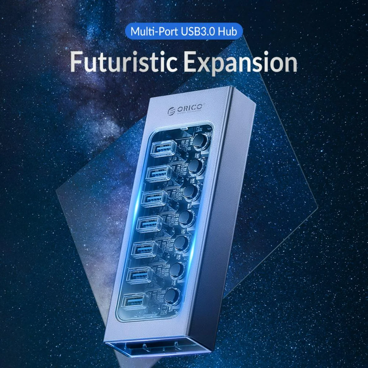 Soquete Divisor de Hub Usb Alimentado por Orico com Interruptores Ligados e Desligados Adaptador de Energia para pc Extensão Usb 3.0 12v 10 13 16 Portas - Imagem 5
