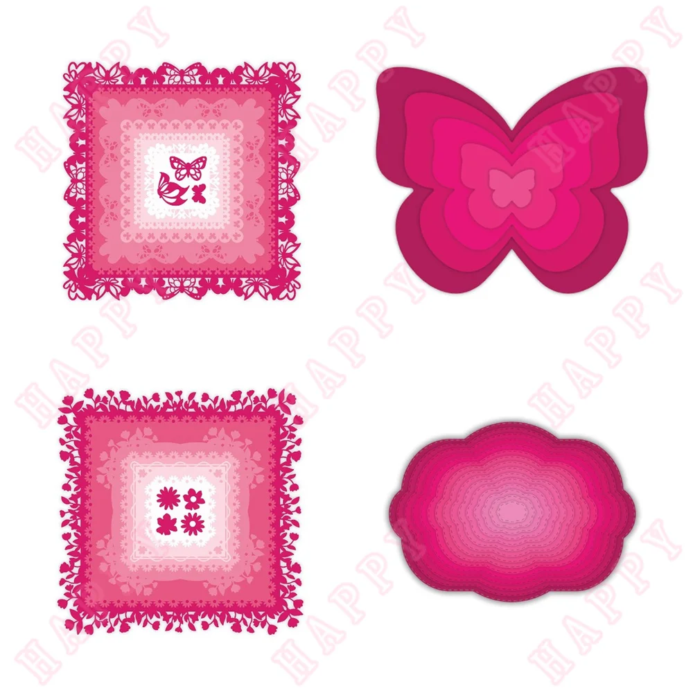 스캘럽형 천공 사각형 금속 커팅 다이 DIY 스크랩북 봉투 인사말 카드 장식 엠보싱 수공예 종이 공예용