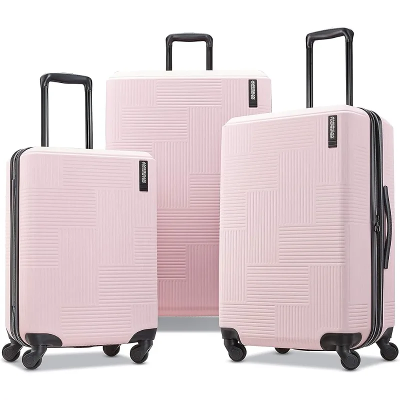 

AMERICAN TOURISTER Stratum XLT Expandable Hardside Luggage with Spinner Wheels, Pink Blush, 3-Piece Set (20/24/28), Luggage Sets