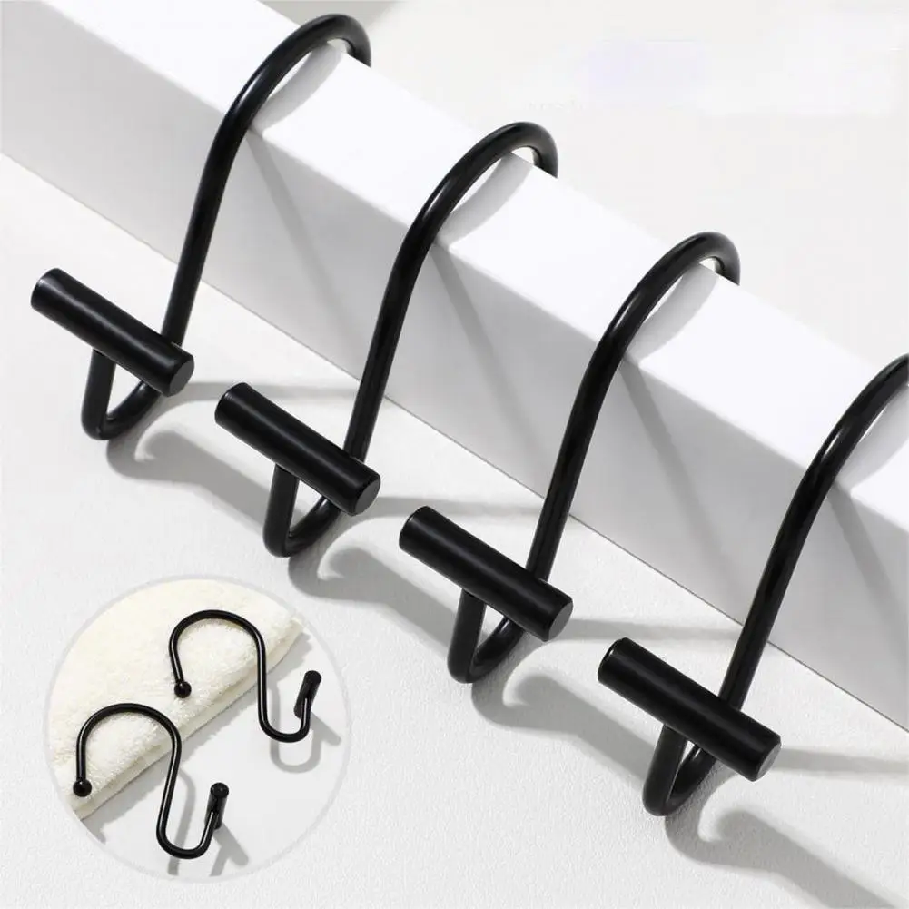Shower Curtain Hooks Corrosion Resistant Strong Load-bearing S-Shaped Electroplated Shower Curtain Pole Hanger Hooks 12Pcs