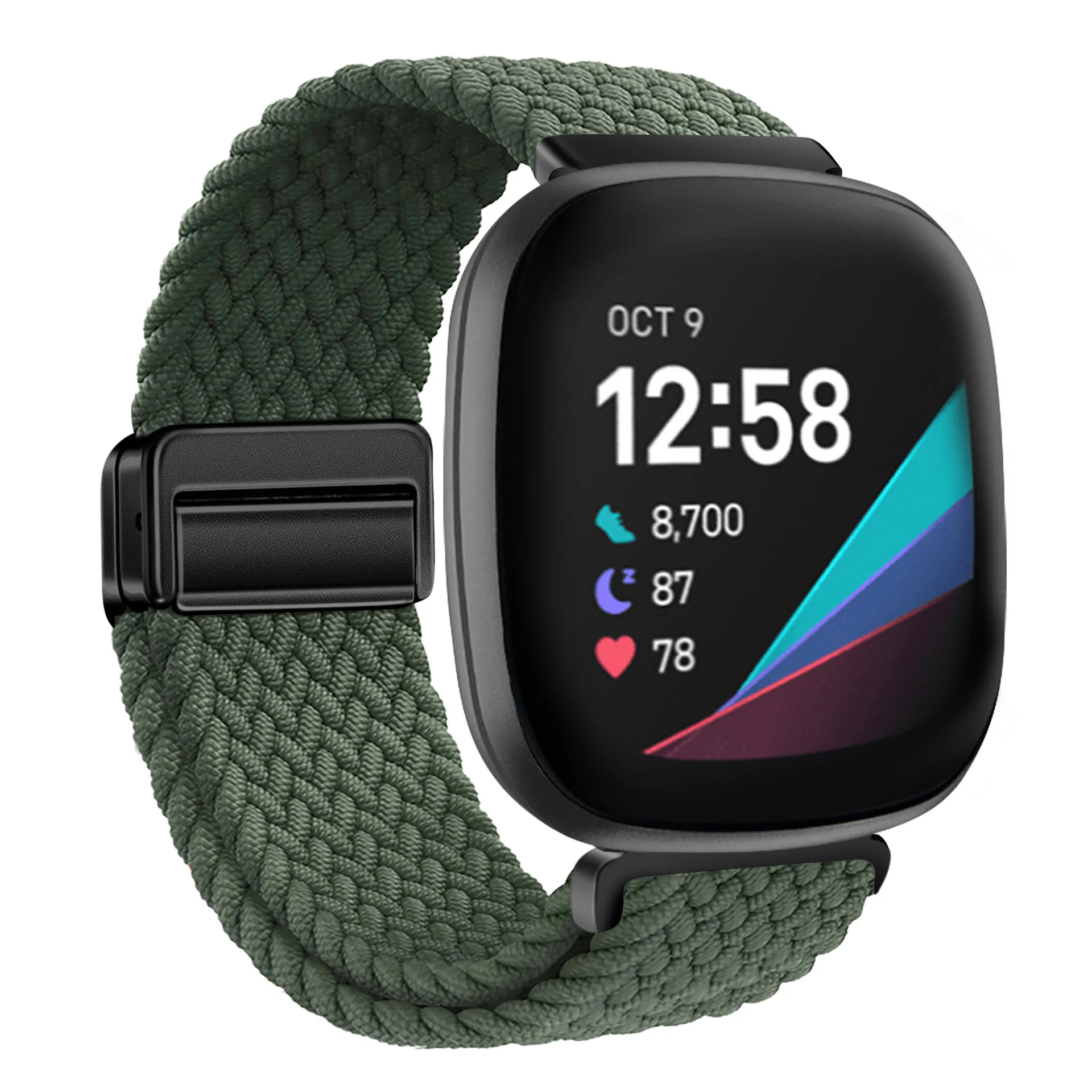 Sporty Nylon Braided Loop Strap - Magnetic Breathable Bracelet Wristband Belt Accessory