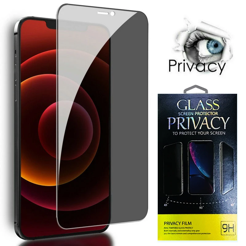 Anti-Spy 9H Privacy Glass Silk Screen Protector for iPhone 14 13 12 Pro Max Mini 11 X XS 5.8 XR 8 7 Plus 400 pcs