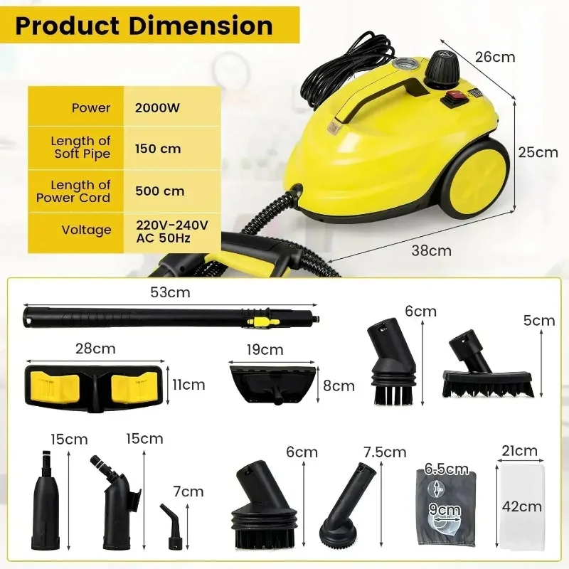 Car Steam Cleaner Large Capacity Steam Cleaner Portable Steam Cleaning Machine for Home Kitchen Window Car and Business Electric 6