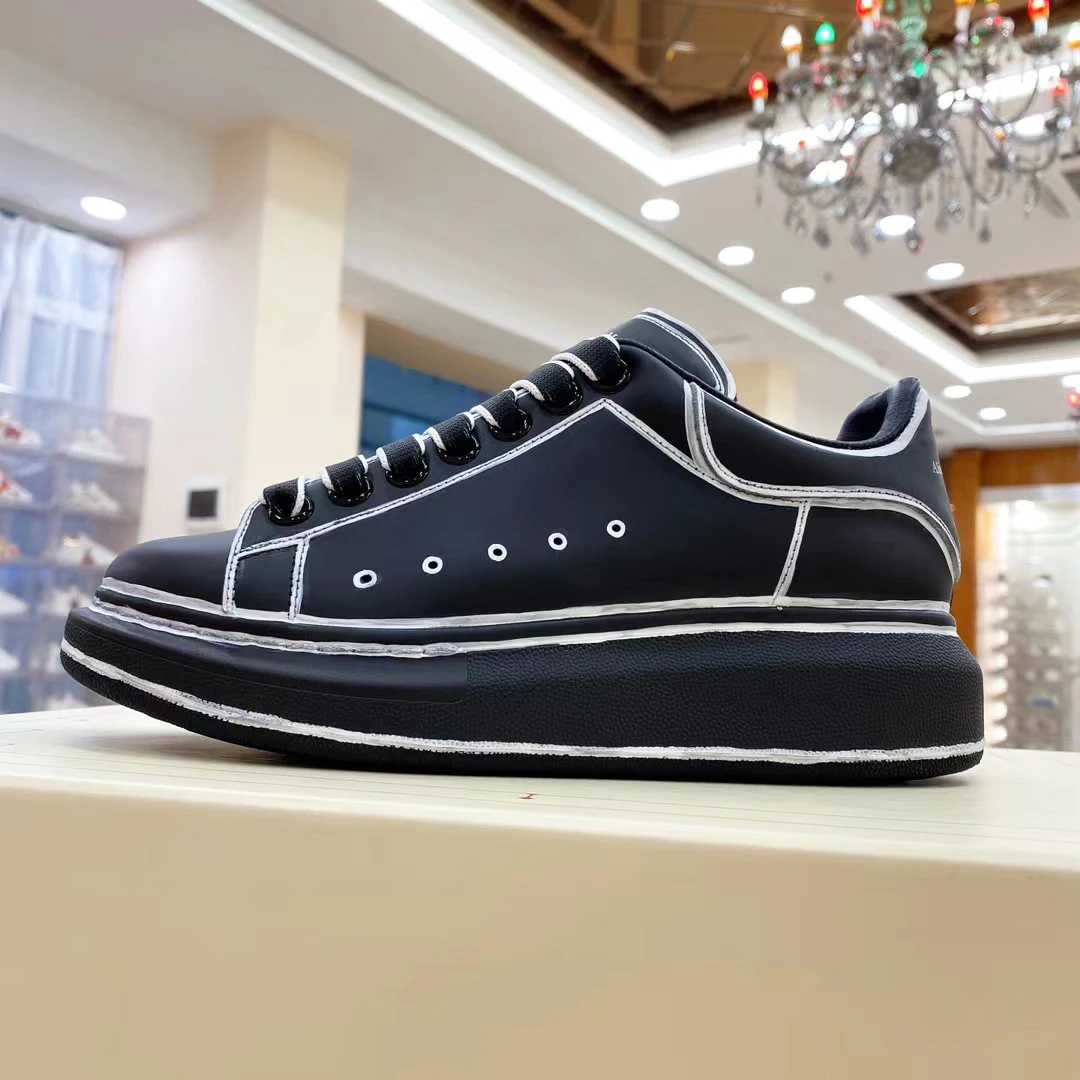 Handmade Casual Sneakers Man Platform Trainers Hand-painting Cowhide Leather Flat Loafers Men's Footwear Business Office Shoes