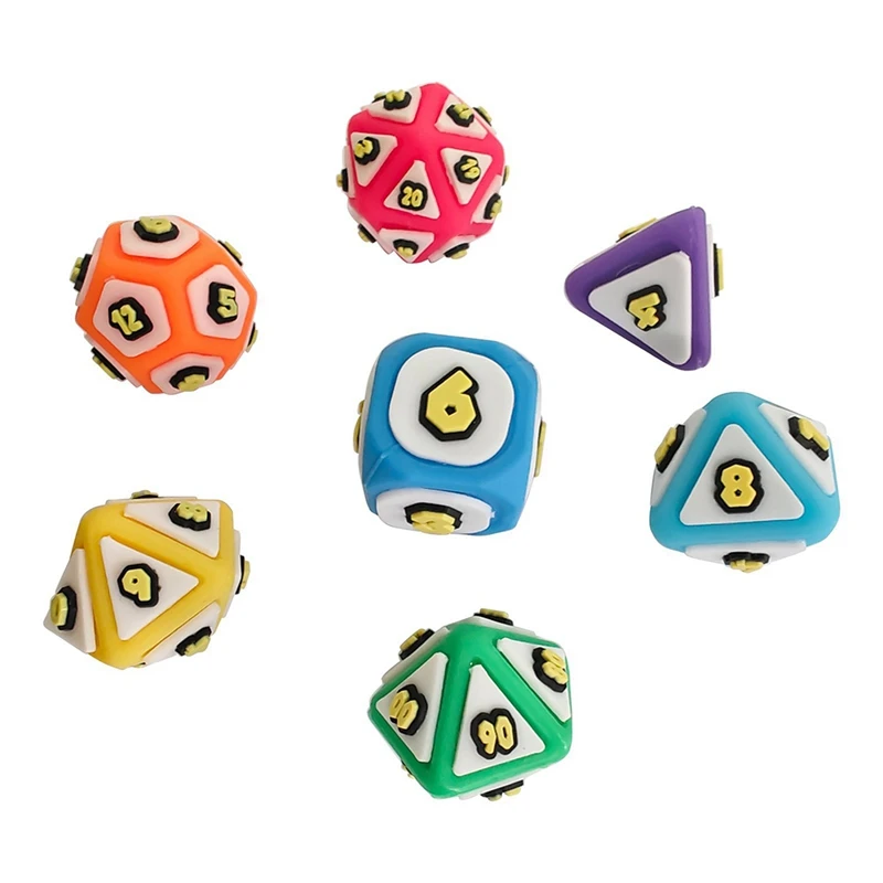 

7PCS Multicolor Mushroom Party Tabletop Role-Playing Game Dice,DND Dice Set D D Family Tabletop Board Games Dice Easy To Use