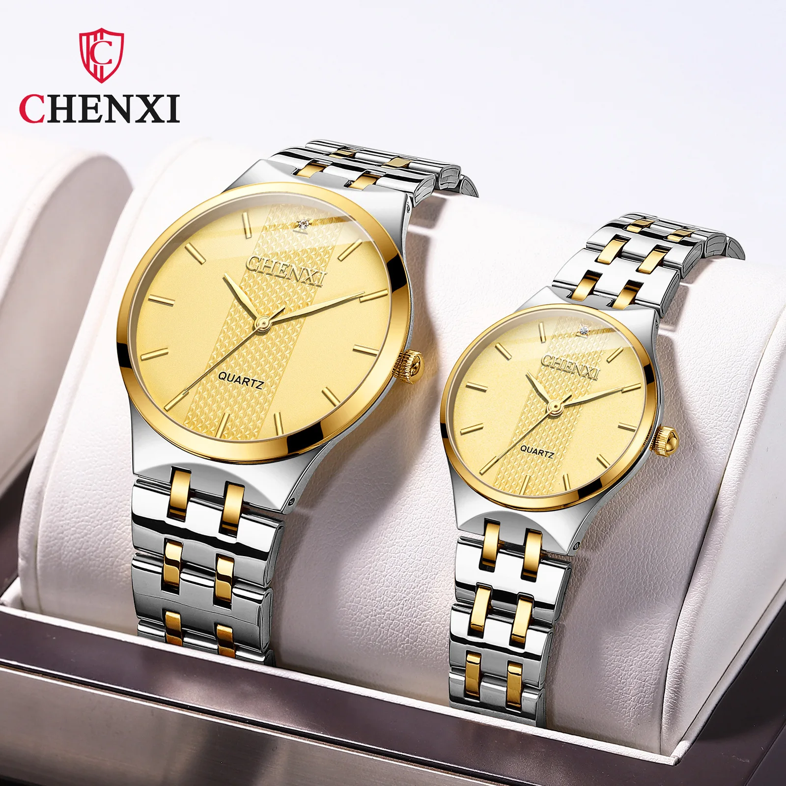 CHENXI 055B Couple Watch Business Style New Waterproof Men Women Steel Quartz Wrist Watches Gift Relogios Feminino Montres Homme