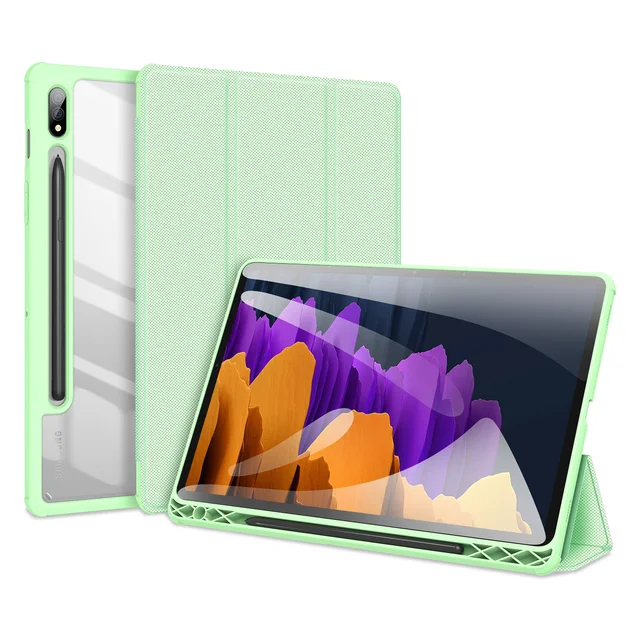 Tablet Leather Case For Samsung Galaxy Tab S8 Ultra S7 S8 S6 Lite S7FE/S7 S8 Plus DD Toby Series Smart Sleep Wake Pencil Holder green