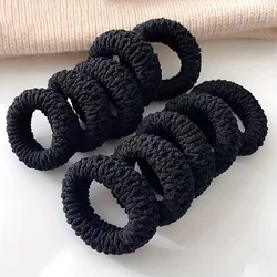Set of 10 High Elastic Thick Hair Bands - Elegant & Sweet Solid Color Bun Ties with Multi - Color Options - Size fits all (Black 5pcs)