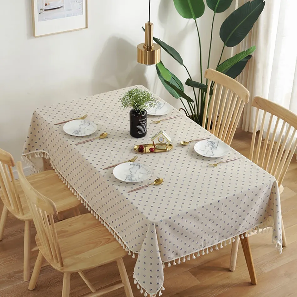 toalha de mesa estampada com margaridas renda retangular de linho com decoração de casa esteira de cobertura