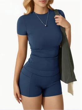 color of na Women's Brushed Fleece Yoga 2-Piece Set High-End Tight Nude Feeling Hip-Lifting Quick-Drying Fitness Sportswear