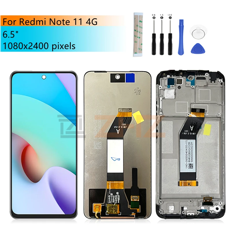 For Xiaomi Redmi Note 11 4G LCD Display Touch Screen Digitizer Assembly With Frame For Redmi Note 11 Replacement Repair Parts