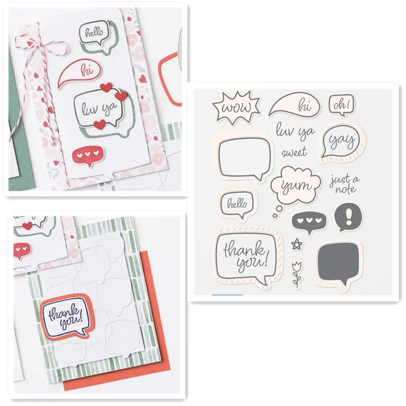 

Chat Bubble Metal Cutting Dies and Clear Stamps Scrapbooking Embossed Template Handbook Craft Supplies Card Stencil 2023 New