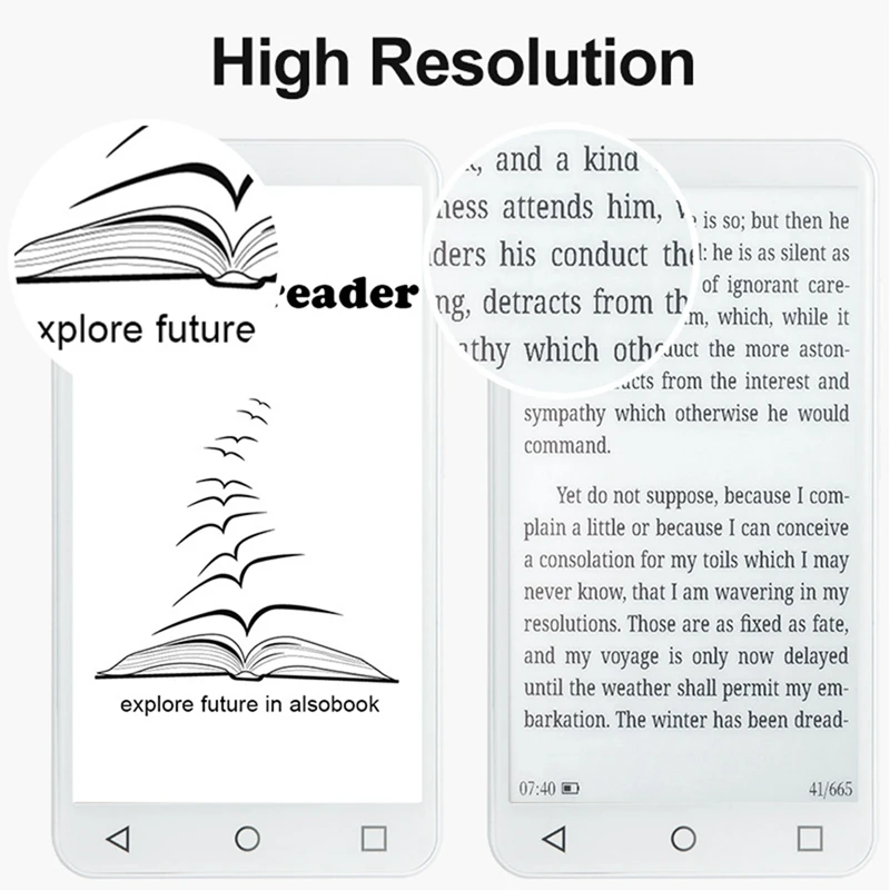5" E-Book Reader E-Ink Touch Screen 2+16GB Portable Audio Video PDF Reader With Writing Tablet And Protective Case