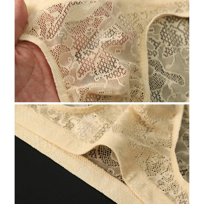 Mens Underwear 2pcs Plus Size Sexy Lace Transparent