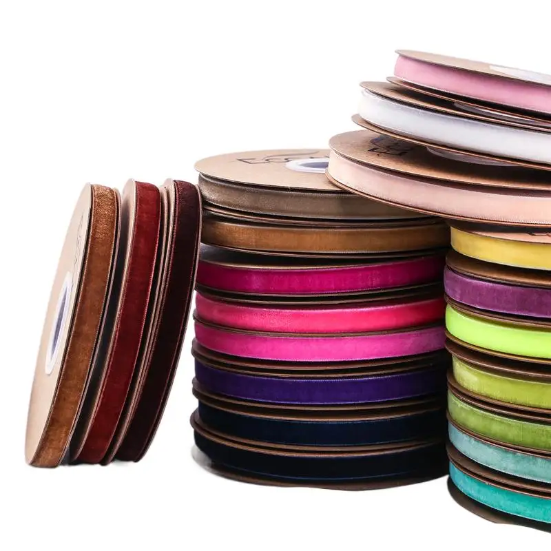 

Single Felt Fabric Velvet Flocked Fabric Hat Garment Suede Ribbon Bow Nylon Velvet Ribbon 10mm 15mm 20mm Width 5 Yards per Lot