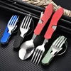 4 In 1 Tableware Foldable Stainless Steel Fork Spoon Knife Bottle Opener Portable Picnic Camping Hiking Travelling Dinnerware 1