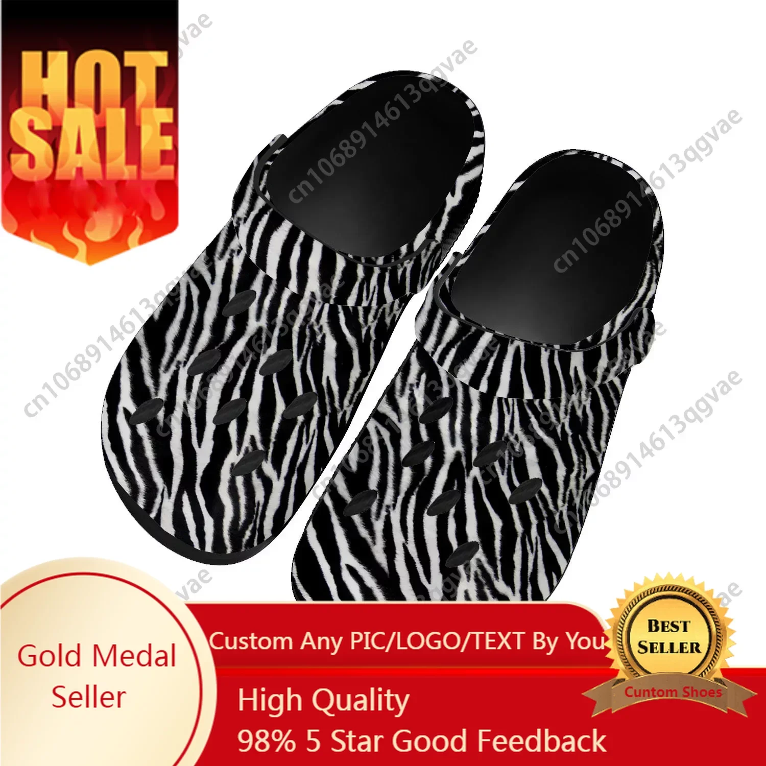 

Zebra Print 3D Fashion Pop Home Clogs Custom Water Shoes Mens Womens Teenager Tide Printed Shoe Breathable Beach Hole Slippers