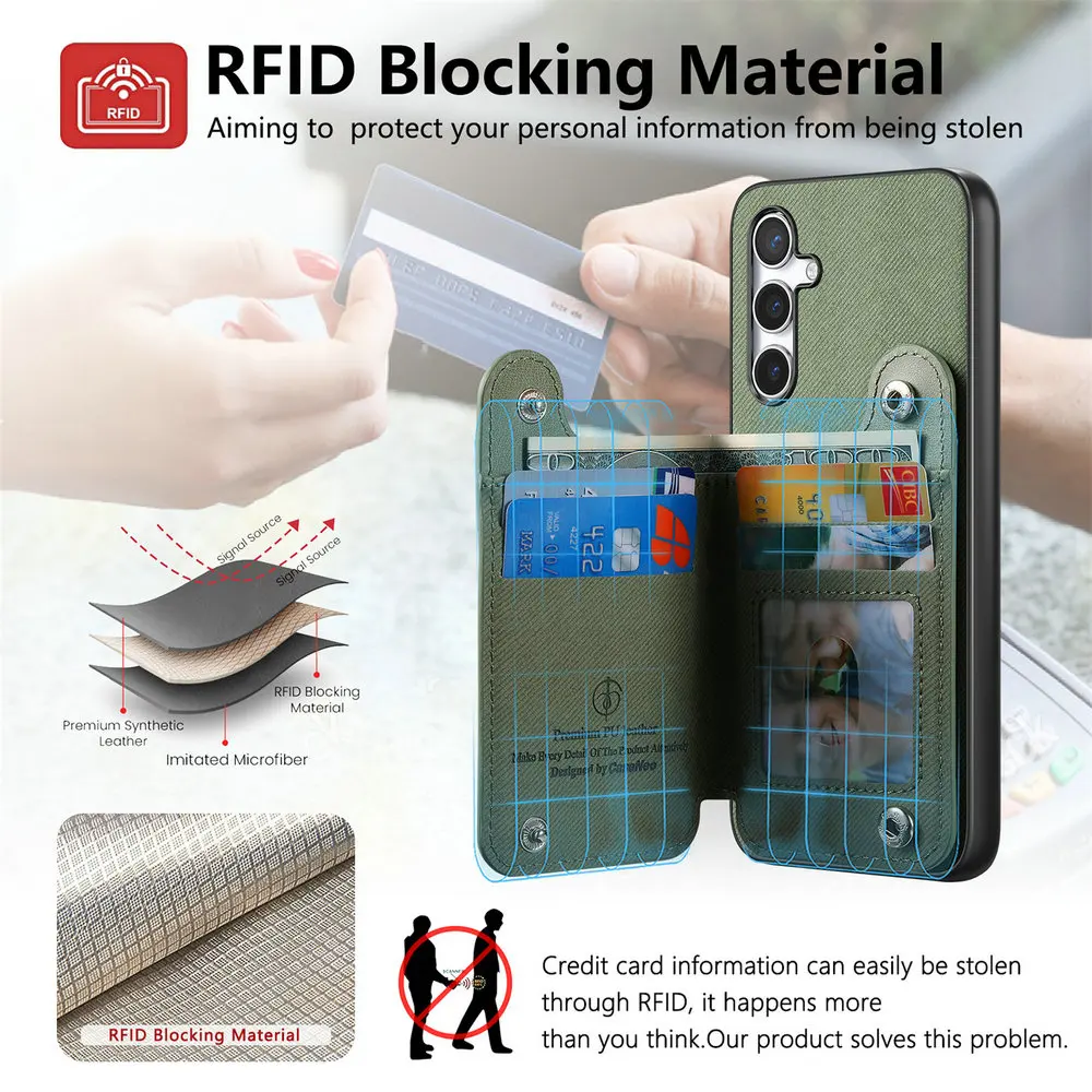 RFID Leather Wallet Case with Ring Holder