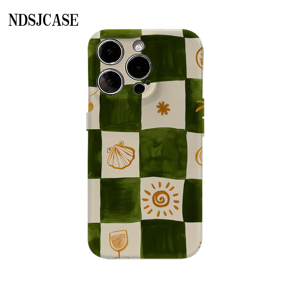 Green & Orange Check Luxury Double-Layer Phone Case