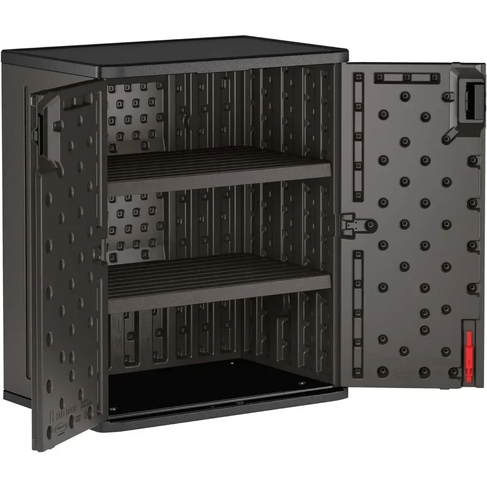 New2025-9 Cubic Ft. Heavy-Duty Resin Cabinet with 2 Shelves, Dark Grey