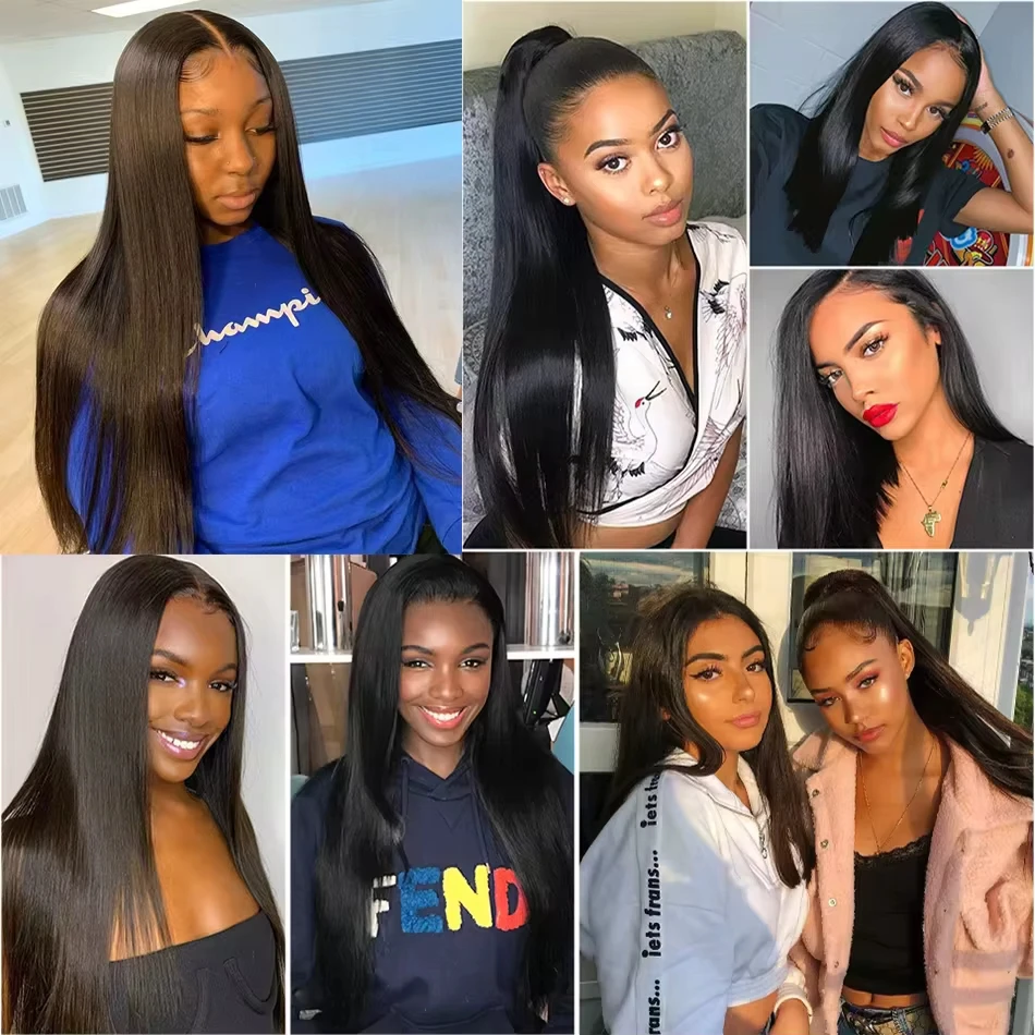 Human Hair Extensions Brazilian Bone Straight 3 4 Bundles 30 Inch For Women