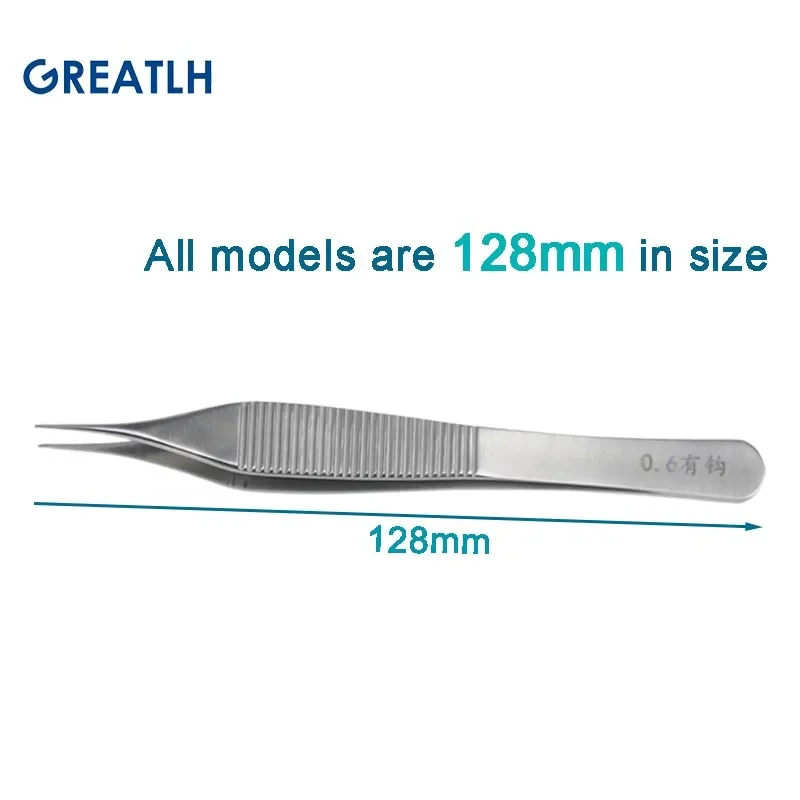 Tissue Tweezers Ophthalmic Hook with Platform Ophthalmic Surgical Instrument Stainless Steel 12.8cm