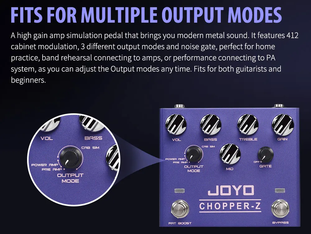 R-18 CHOPPER-Z Distortion Guitar Pedal with Preamp Mode and Noise Gate Effect Mo