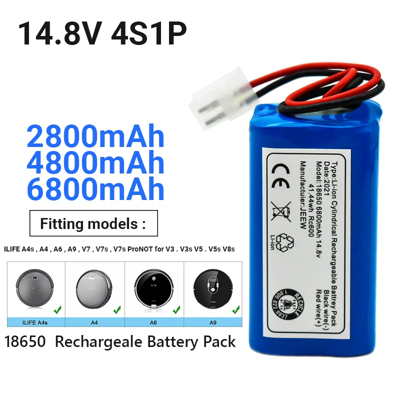 

2023 High quality rechargeable battery 14.8V 6800mAh Robotic vacuum cleaner accessories Chuwi ilife A4 A4s A6