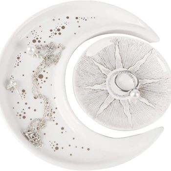 2 Pcs Trinket Dish Moon Tray Crystal Holder And Display Moon Jewelry Tray Funny Gifts for Women Friends Birthday Wedding
