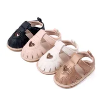Pudcoco Baby Girls Sandals Summer Soft Sole Heart Cutout Princess Flats Walking Shoes for Toddler Newborn Infant 0-18M 1