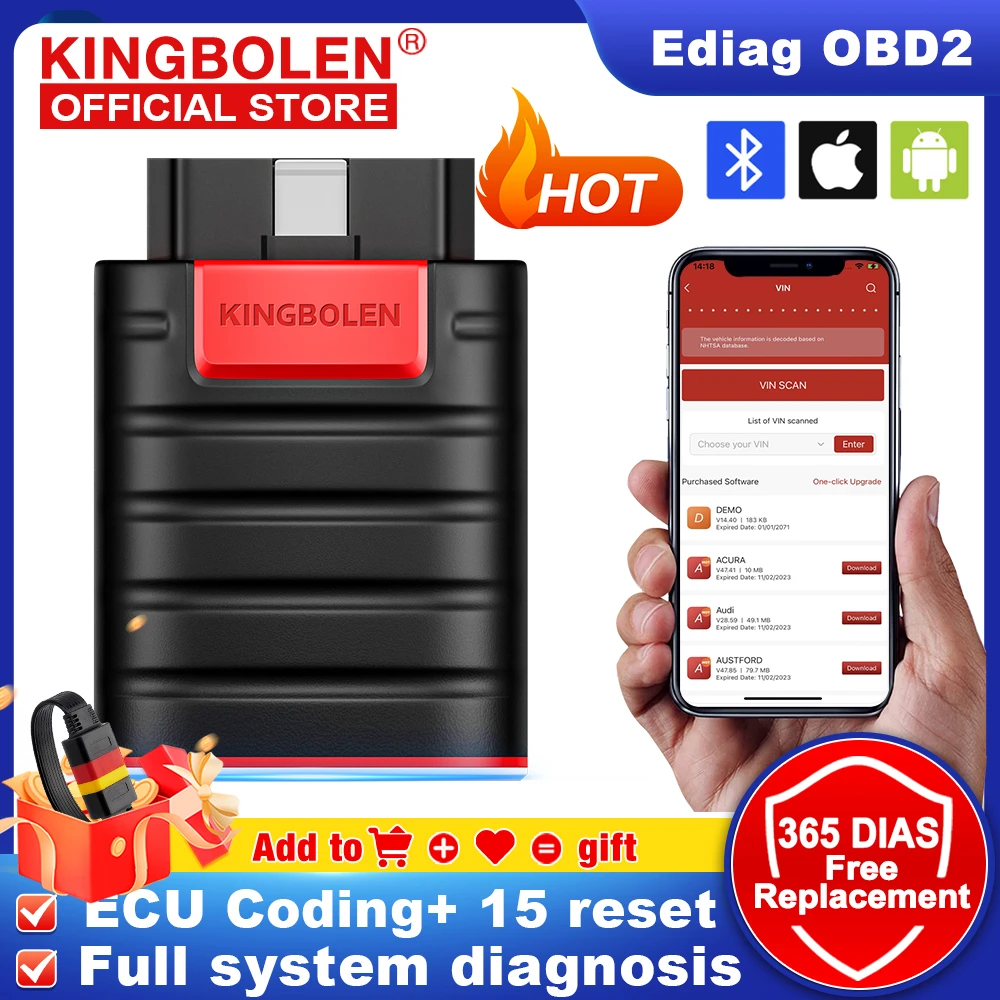 KINBOLEN Ediag OBD2 Scanner Bluetooth, All System Bidirectional scan