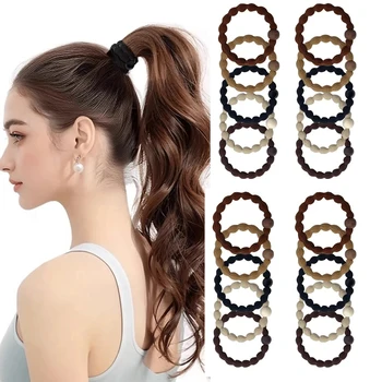 5/10 elastici per capelli classici, minimalisti e sportivi, confezione da 5 elastici neri con perline, fasce resistenti per coda di cavallo, ideali per allenamenti.