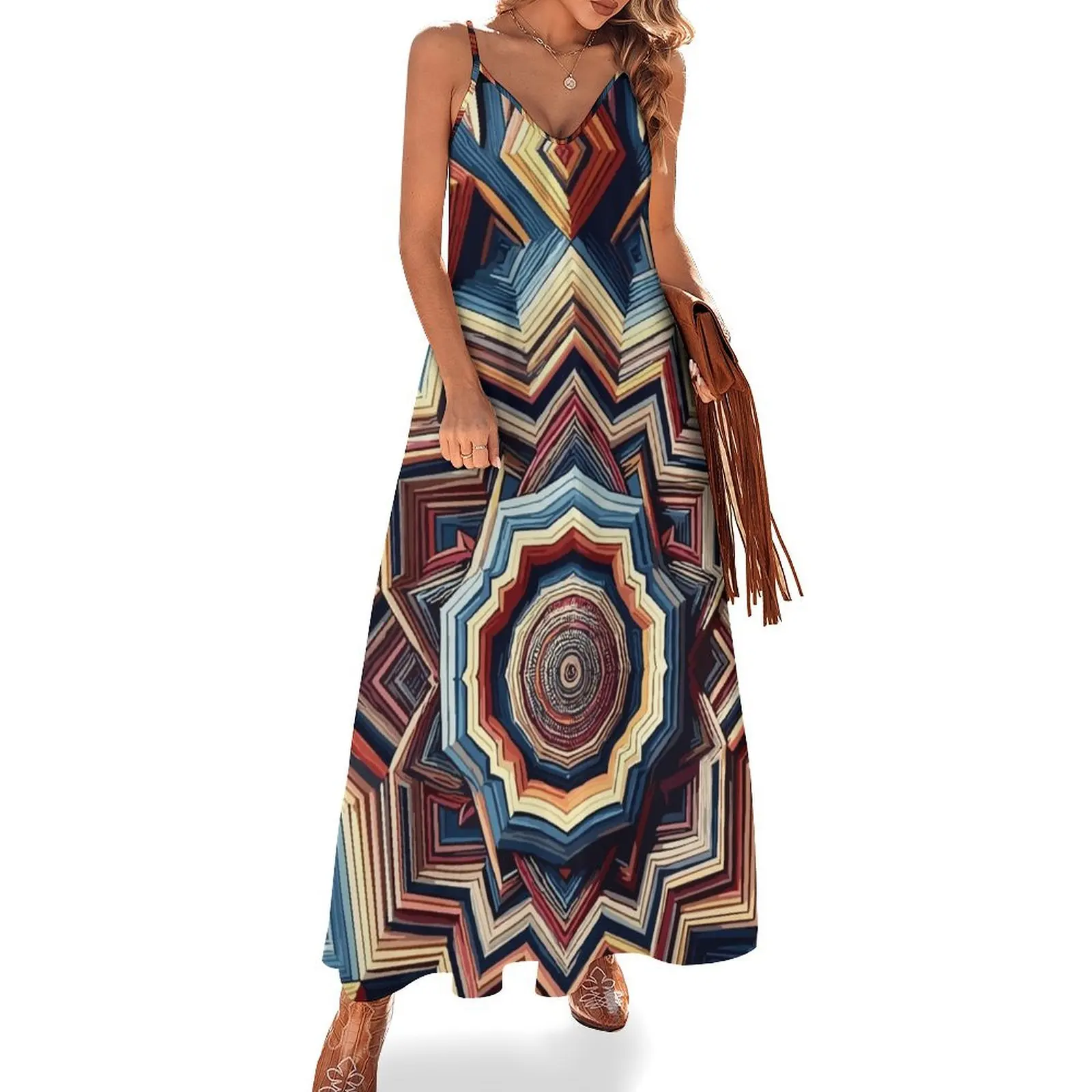 

Hypnotic Abstract Kaleidoscope Sequence Patterns v3 Sleeveless Dress beach dresses women party dresses