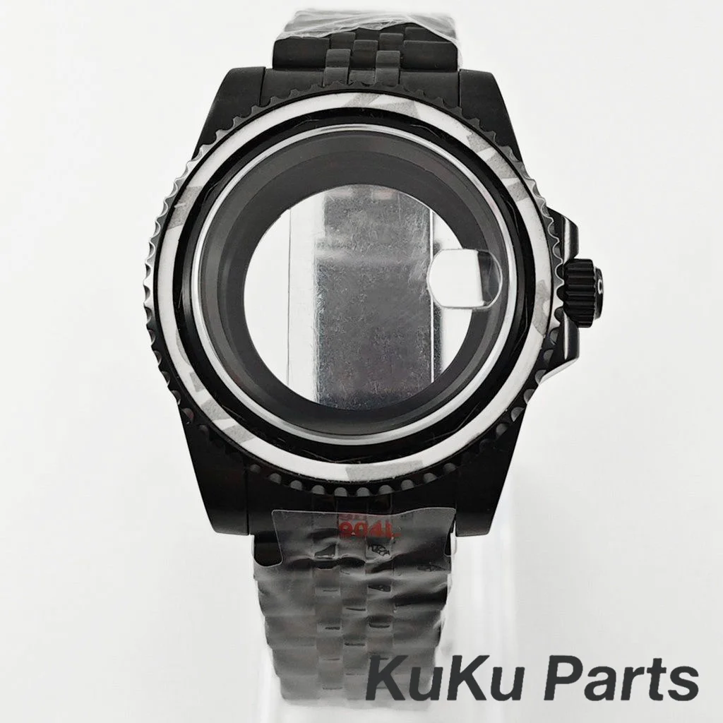 Black Purple GMT Bezel Watch Case with PVD Black Jubilee Bracelet and Sapphire Crystal
