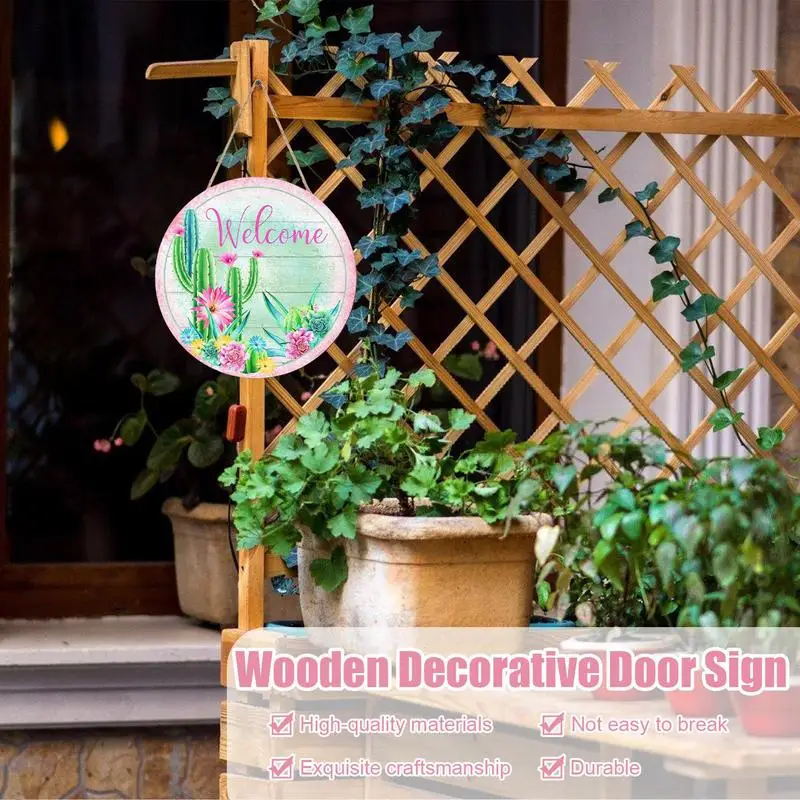 

Rustic Spring Welcome Sign - Farmhouse Wooden Door Hanger For Home, Porch, Patio - Unique Garden Decor, Festival Friendly