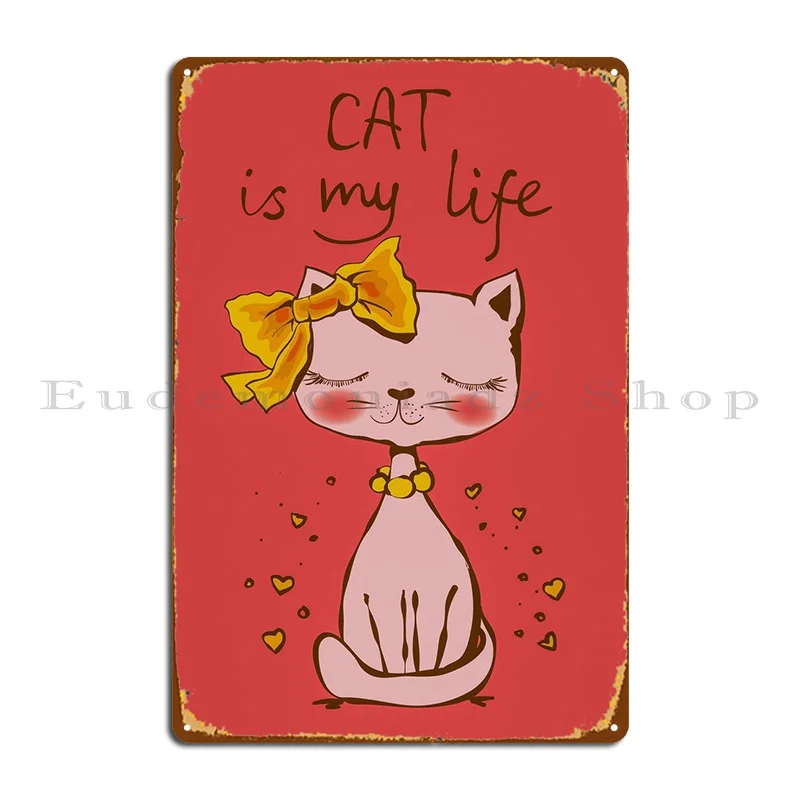 

CAT LOVE Metal Signs Plates Cave Wall Decor Wall Mural Tin Sign Poster